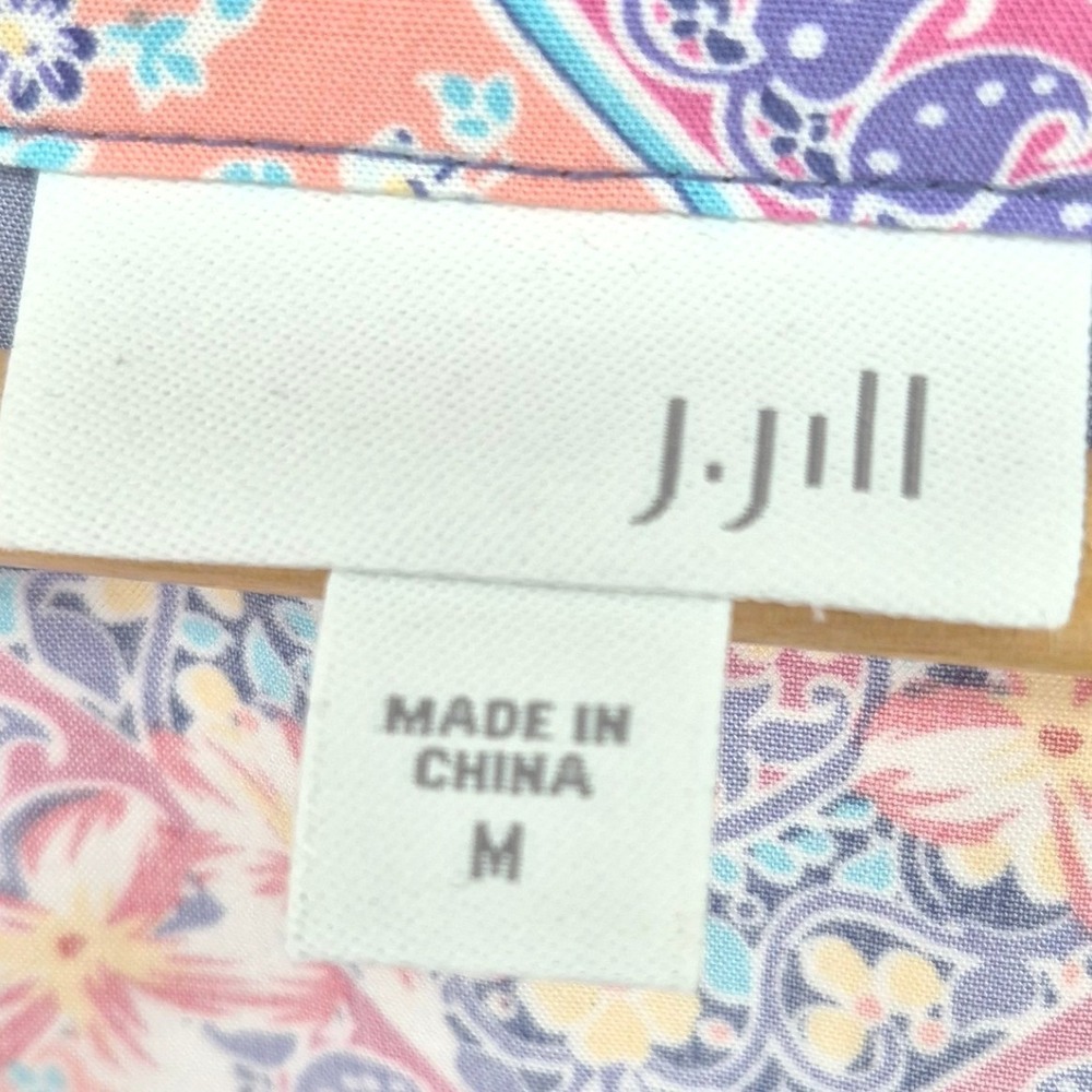 J. Jill Rayon Tank Top M Medium Purple Coral Mandala Floral Boho Lace Up Summer - Picture 5 of 12